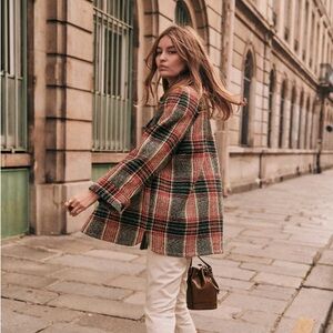 Sezane Izaac Coat Plaid - Size 4